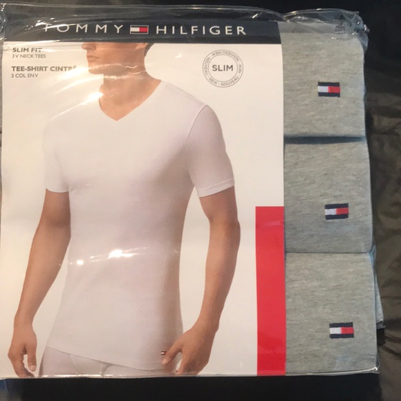 Tommy Hilfiger Other - Tommy Hilfiger V-Neck T-Shirt Slim Fit Gray Large